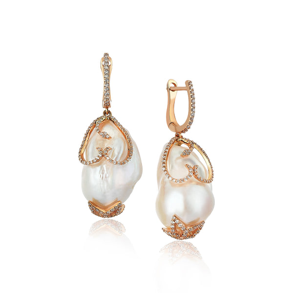 Gradiva Pearls | Diamond Earrings | 14K Gold