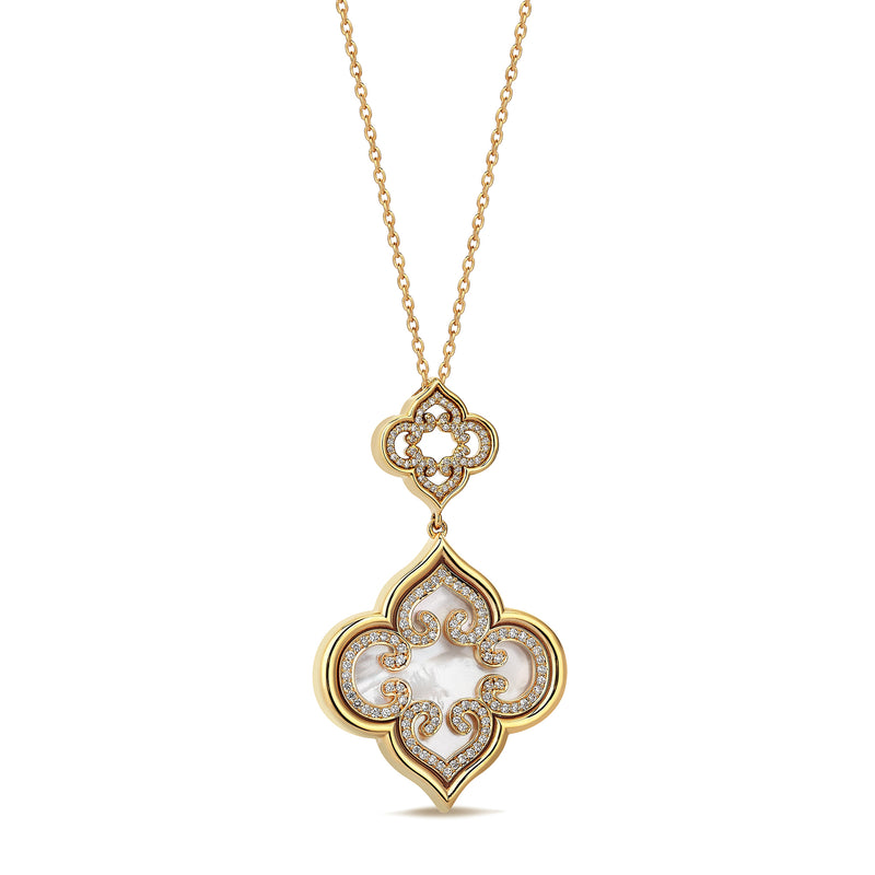 Gradiva Mother of Pearl | Diamond Pendant | 18K Gold