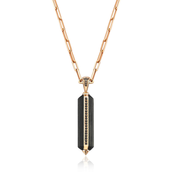 Gradiva Midnight Glory | | Carbon Fiber Men's Diamond Necklace | | 14K Gold