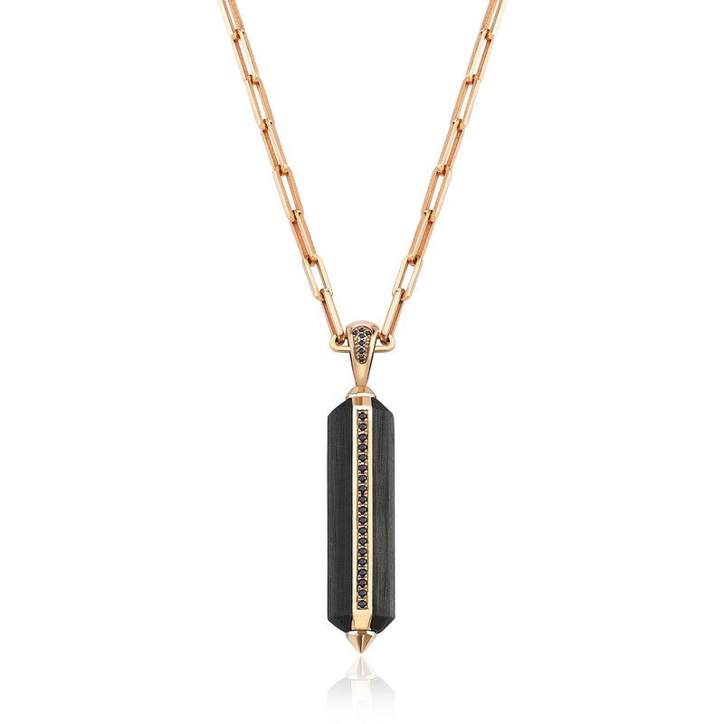 Gradiva Midnight Glory | | Carbon Fiber Men's Diamond Necklace | | 14K Gold