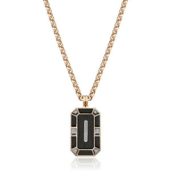 Gradiva Midnight Glory | Carbon Fiber Men's Diamond Necklace | 14K Gold