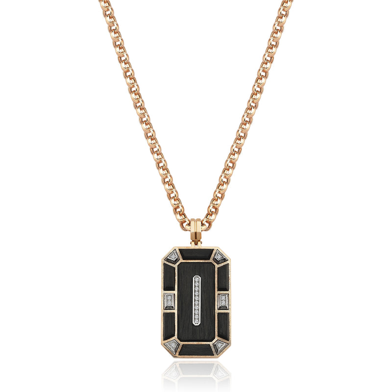 Gradiva Midnight Glory | Carbon Fiber Men's Diamond Necklace | 14K Gold