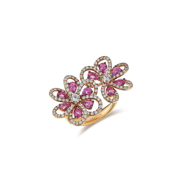 Gradiva Floral Elegance | Diamond Ring | 18K Gold