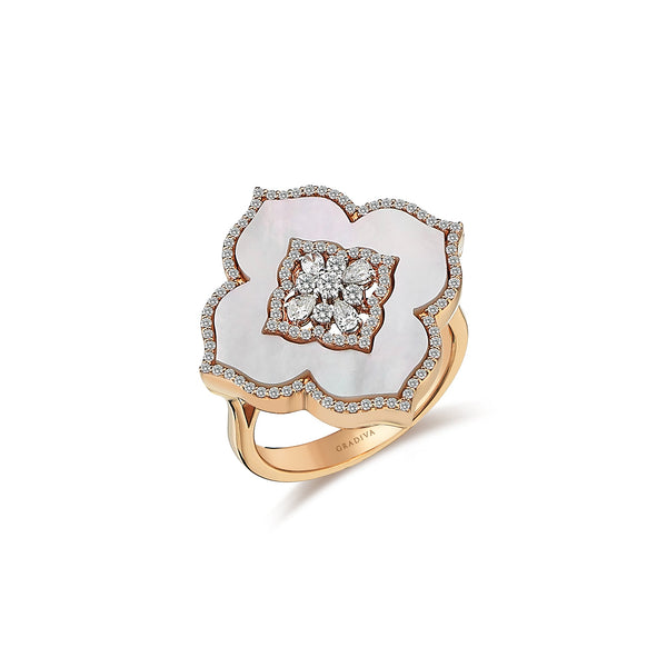 Gradiva Mother of Pearl | Diamond Ring | 18K Gold