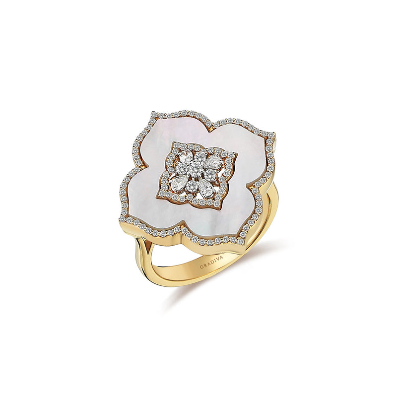 Gradiva Mother of Pearl | Diamond Ring | 18K Gold