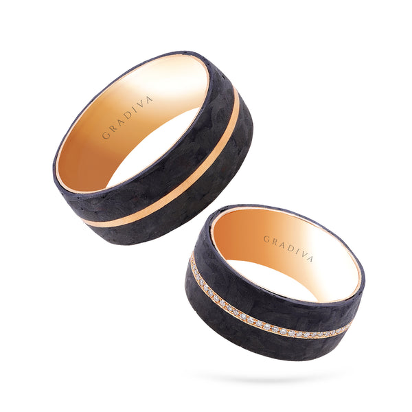 Gradiva Wedding Band | Carbon Fiber Ring | 18K Gold